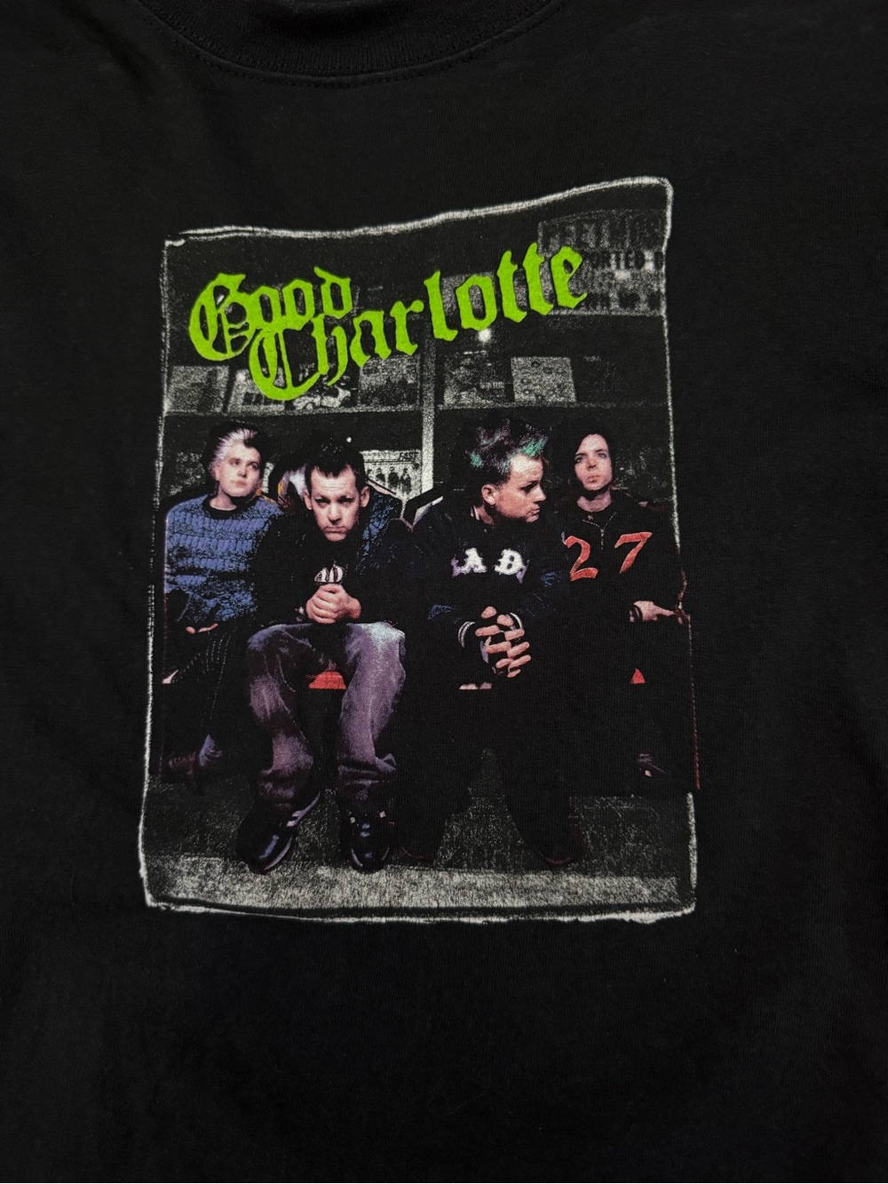 Anvil Black Graphic Tee with Neon Green Good Charlotte Logo